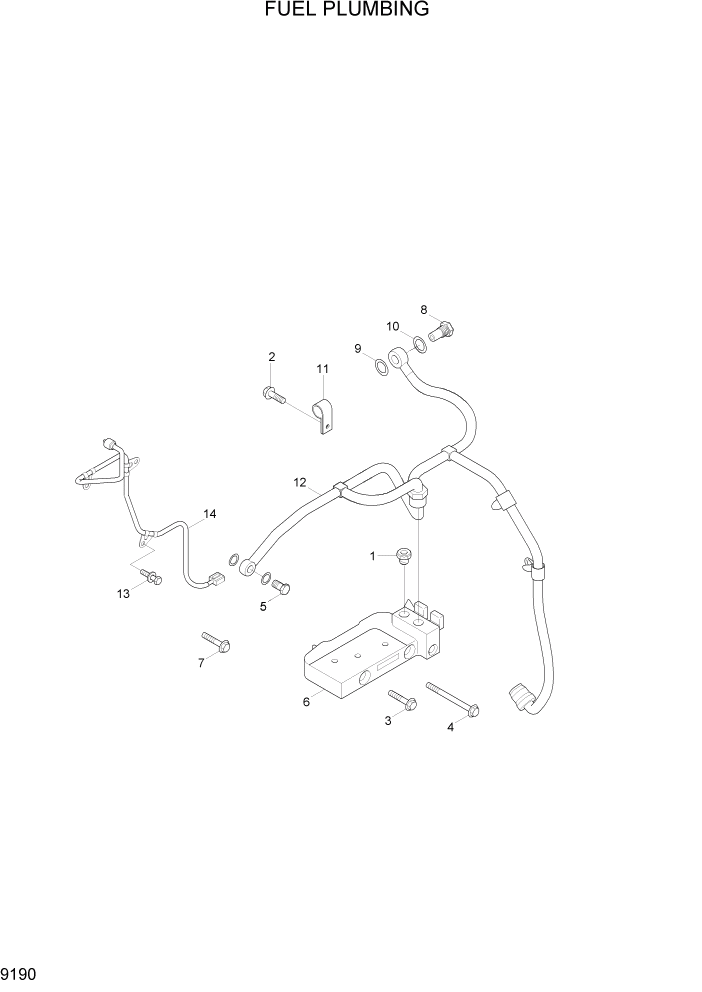 Схема запчастей Hyundai HL740-7A - PAGE 9190 FUEL PLUMBING ДВИГАТЕЛЬ БАЗА