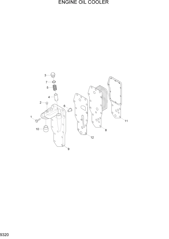 Схема запчастей Hyundai HL740-7A - PAGE 9320 ENGINE OIL COOLER ДВИГАТЕЛЬ БАЗА