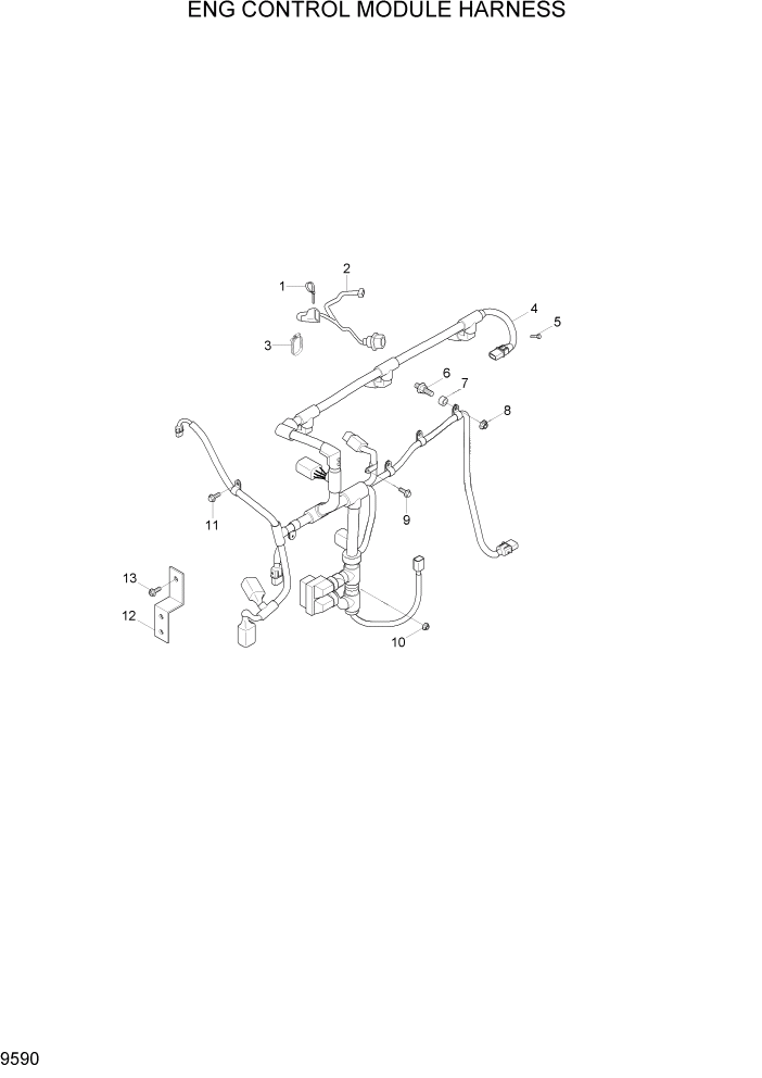 Схема запчастей Hyundai HL740-7A - PAGE 9590 ENG CONTROL MODULE HARNESS ДВИГАТЕЛЬ БАЗА