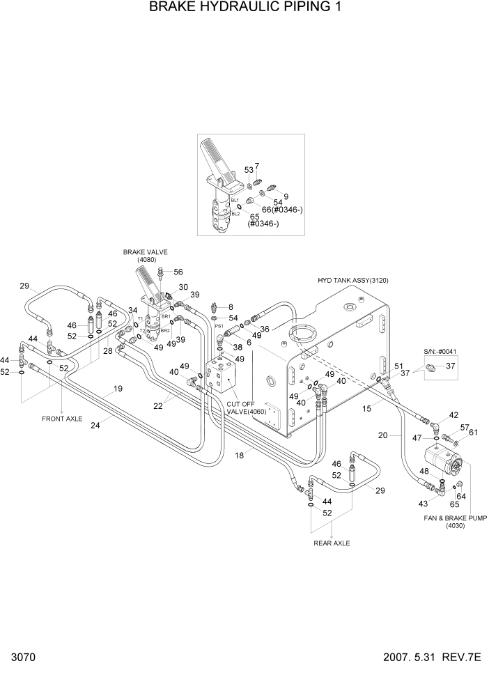 Схема запчастей Hyundai HL740TM-7 - PAGE 3070 BRAKE HYDRAULIC PIPING 1 ГИДРАВЛИЧЕСКАЯ СИСТЕМА