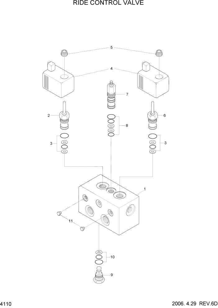 Схема запчастей Hyundai HL740TM-7 - PAGE 4110 RIDE CONTROL VALVE ГИДРАВЛИЧЕСКИЕ КОМПОНЕНТЫ