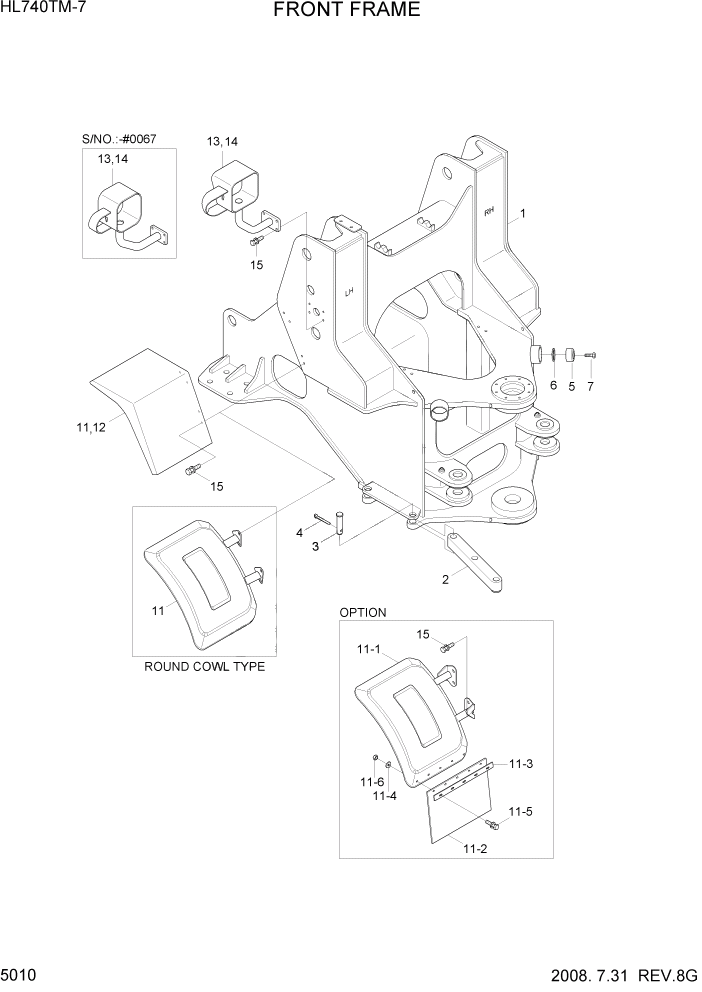 Схема запчастей Hyundai HL740TM-7 - PAGE 5010 FRONT FRAME СТРУКТУРА