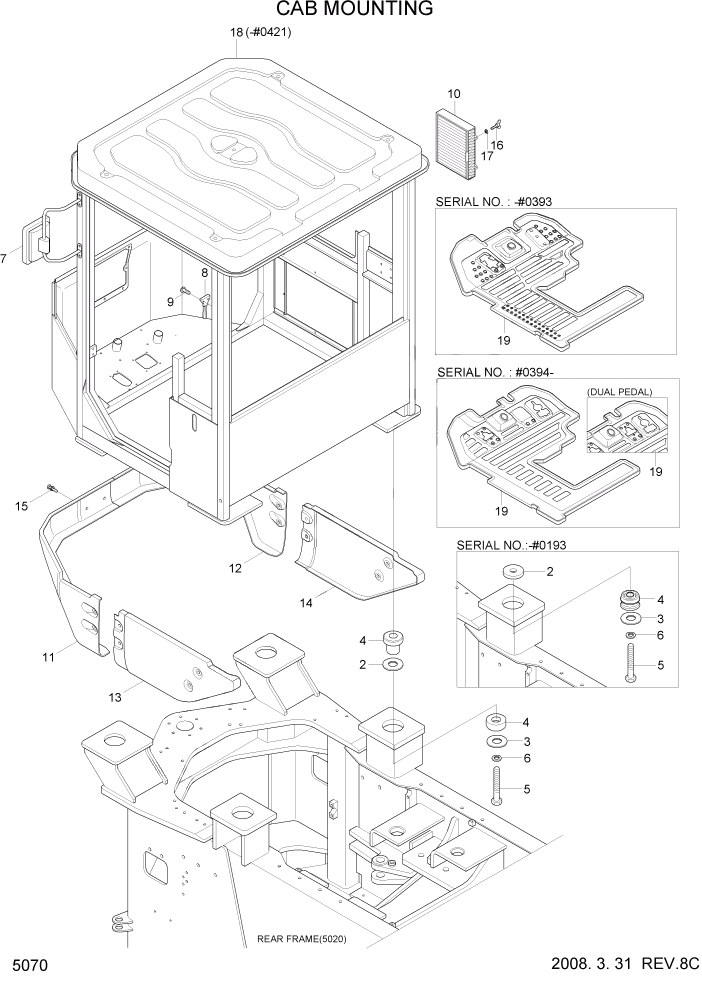 Схема запчастей Hyundai HL740TM-7 - PAGE 5070 CAB MOUNTING СТРУКТУРА