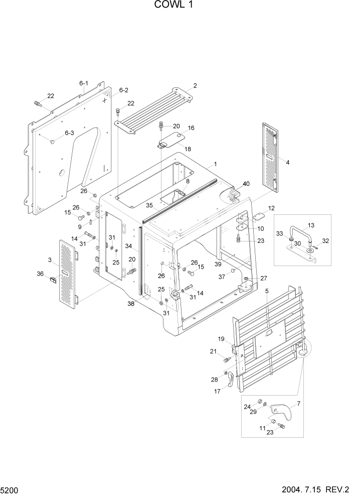 Схема запчастей Hyundai HL740TM-7 - PAGE 5200 COWL 1 СТРУКТУРА