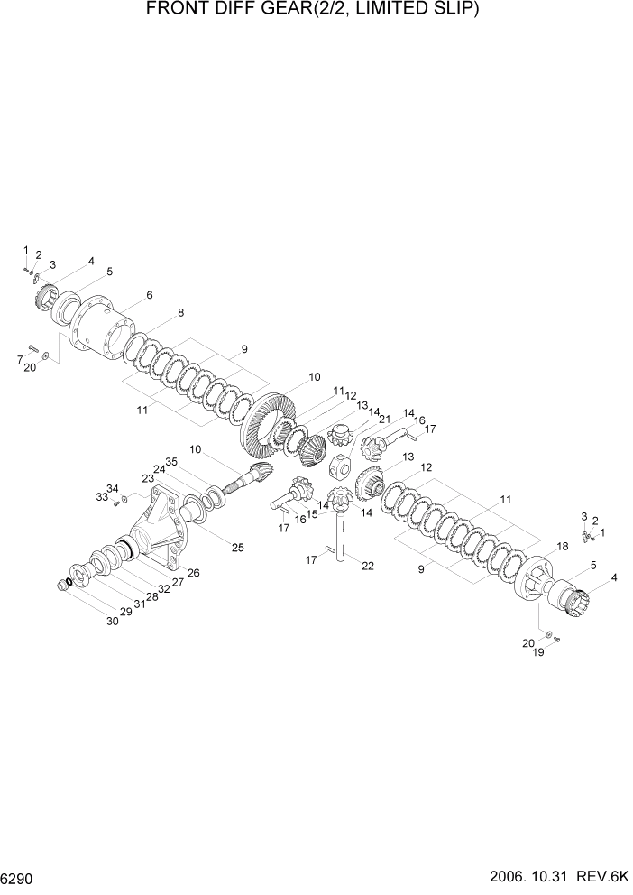 Схема запчастей Hyundai HL740TM-7 - PAGE 6290 FRONT DIFF GEAR(2/2, LIMITED SLIP) СИЛОВАЯ СИСТЕМА