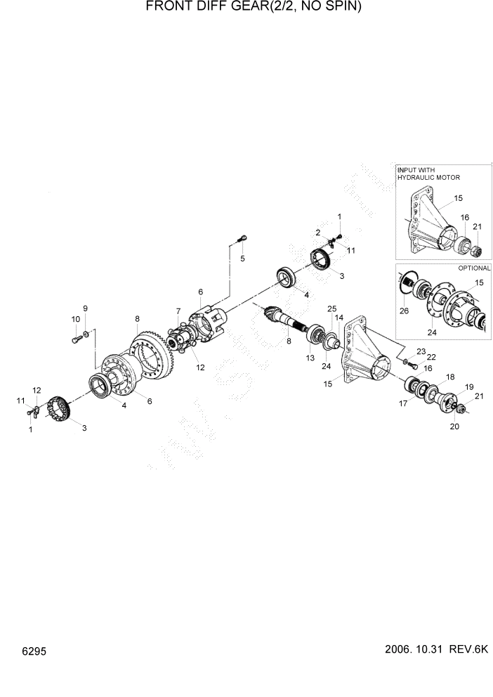 Схема запчастей Hyundai HL740TM-7 - PAGE 6295 FRONT DIFF GEAR(2/2, NO SPIN) СИЛОВАЯ СИСТЕМА