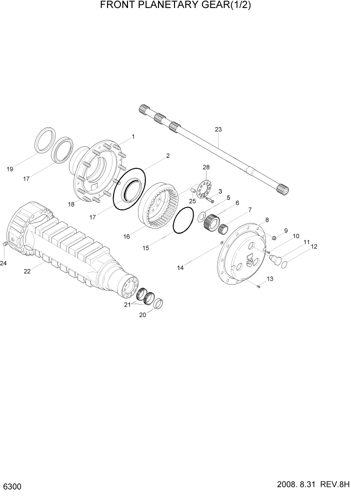 Схема запчастей Hyundai HL740TM-7 - PAGE 6300 FRONT PLANETARY GEAR(1/2) СИЛОВАЯ СИСТЕМА