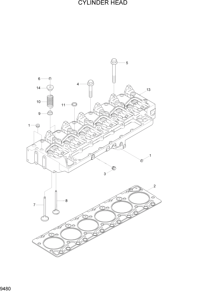 Схема запчастей Hyundai HL740TM-7 - PAGE 9480 CYLINDER HEAD ДВИГАТЕЛЬ БАЗА