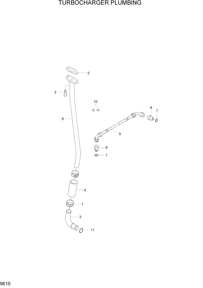 Схема запчастей Hyundai HL740TM-7 - PAGE 9610 TURBOCHARGER PLUMBING ДВИГАТЕЛЬ БАЗА