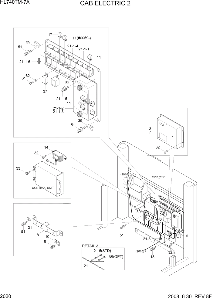 Схема запчастей Hyundai HL740TM-7A - PAGE 2020 CAB ELECTRIC 2 ЭЛЕКТРИЧЕСКАЯ СИСТЕМА