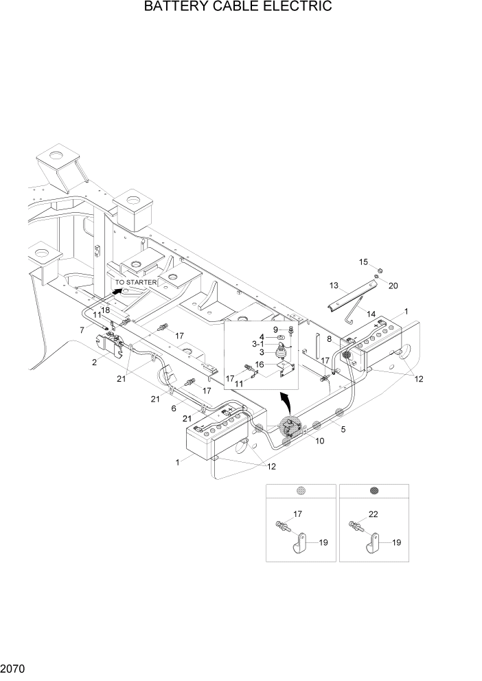Схема запчастей Hyundai HL740TM-7A - PAGE 2070 BATTERY CABLE ELECTRIC ЭЛЕКТРИЧЕСКАЯ СИСТЕМА