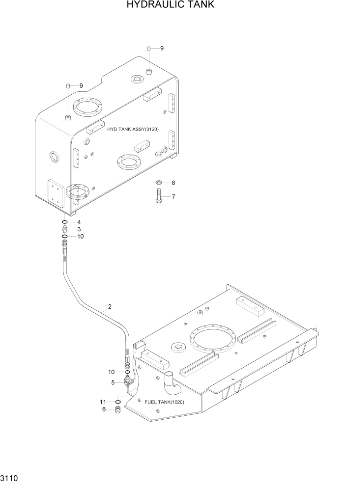 Схема запчастей Hyundai HL740TM-7A - PAGE 3110 HYDRAULIC TANK ГИДРАВЛИЧЕСКАЯ СИСТЕМА