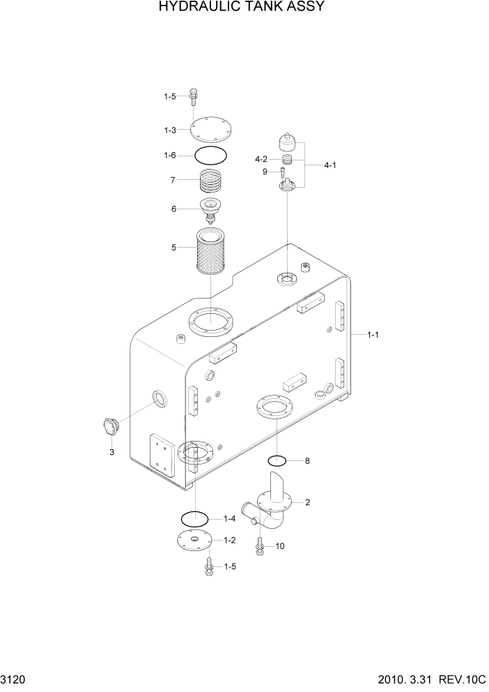 Схема запчастей Hyundai HL740TM-7A - PAGE 3120 HYDRAULIC TANK ASSY ГИДРАВЛИЧЕСКАЯ СИСТЕМА