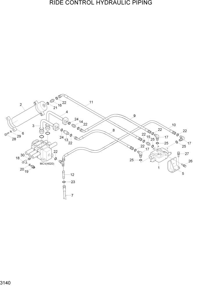 Схема запчастей Hyundai HL740TM-7A - PAGE 3140 RIDE CONTROL HYDRAULIC PIPING ГИДРАВЛИЧЕСКАЯ СИСТЕМА