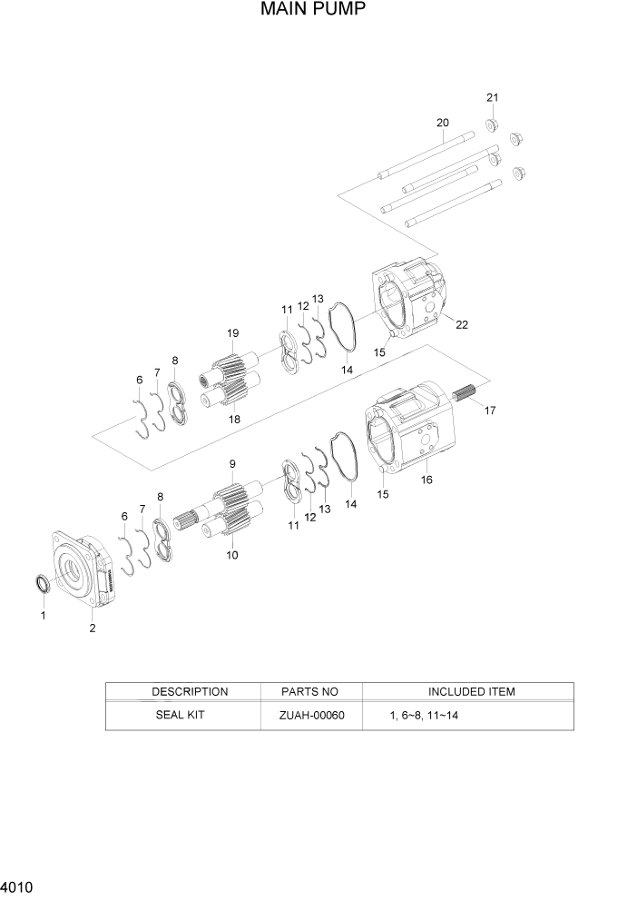 Схема запчастей Hyundai HL740TM-7A - PAGE 4010 MAIN PUMP ГИДРАВЛИЧЕСКИЕ КОМПОНЕНТЫ