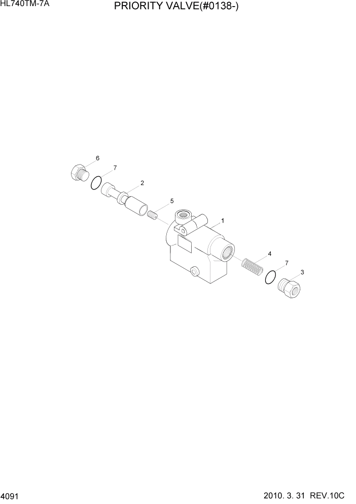 Схема запчастей Hyundai HL740TM-7A - PAGE 4091 PRIORITY VALVE(#0138-) ГИДРАВЛИЧЕСКИЕ КОМПОНЕНТЫ