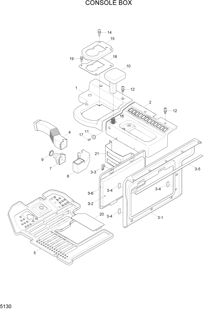 Схема запчастей Hyundai HL740TM-7A - PAGE 5130 CONSOLE BOX СТРУКТУРА