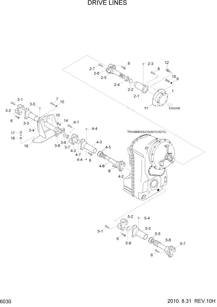 Схема запчастей Hyundai HL740TM-7A - PAGE 6030 DRIVE LINES СИЛОВАЯ СИСТЕМА