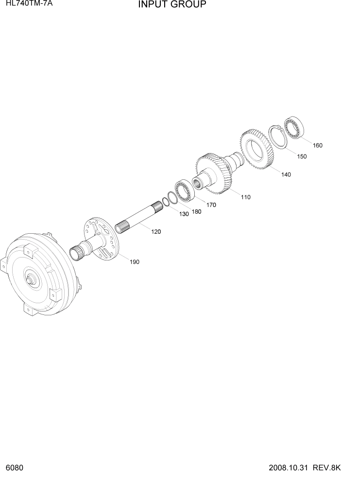 Схема запчастей Hyundai HL740TM-7A - PAGE 6080 INPUT GROUP СИЛОВАЯ СИСТЕМА