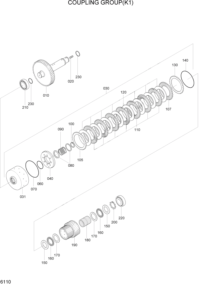 Схема запчастей Hyundai HL740TM-7A - PAGE 6110 COUPLING GROUP(K1) СИЛОВАЯ СИСТЕМА