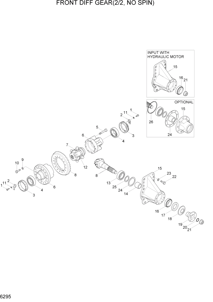 Схема запчастей Hyundai HL740TM-7A - PAGE 6295 FRONT DIFF GEAR(2/2, NO SPIN) СИЛОВАЯ СИСТЕМА