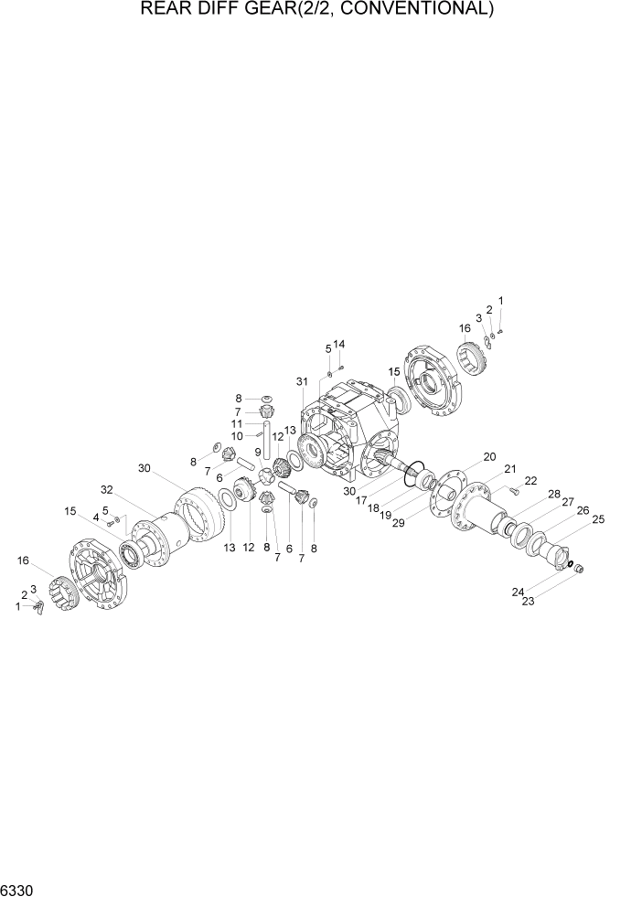 Схема запчастей Hyundai HL740TM-7A - PAGE 6330 REAR DIFF GEAR(2/2, CONVENTIONAL) СИЛОВАЯ СИСТЕМА