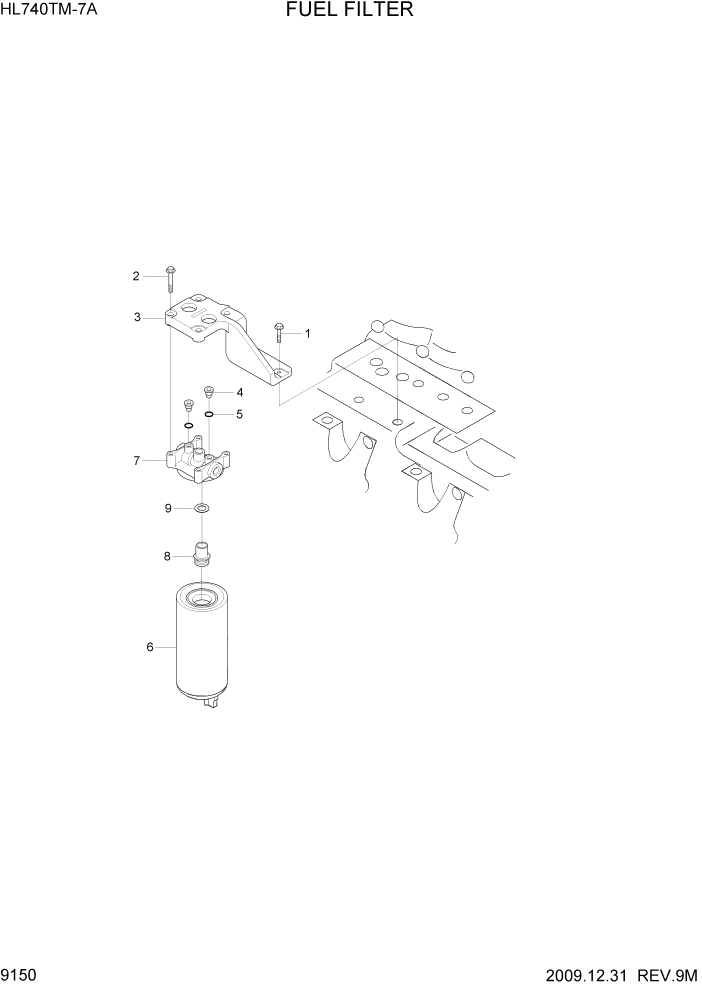 Схема запчастей Hyundai HL740TM-7A - PAGE 9150 FUEL FILTER ДВИГАТЕЛЬ БАЗА