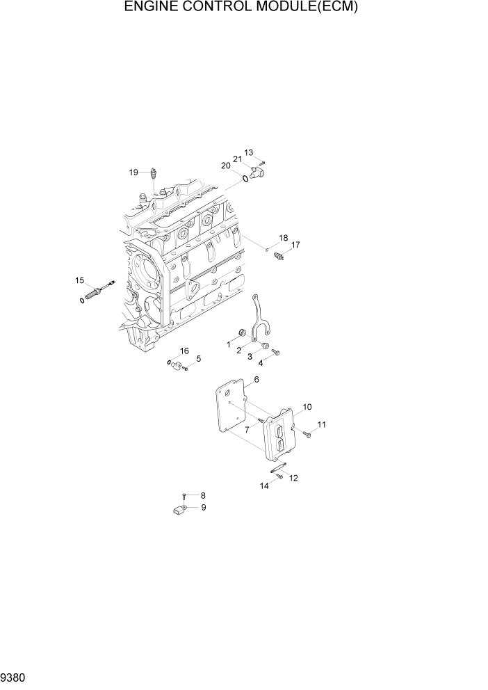 Схема запчастей Hyundai HL740TM-7A - PAGE 9380 ENGINE CONTROL MODULE(ECM) ДВИГАТЕЛЬ БАЗА