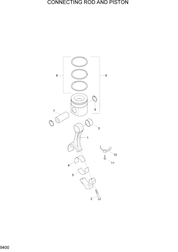 Схема запчастей Hyundai HL740TM-7A - PAGE 9400 CONNECTING ROD AND PISTON ДВИГАТЕЛЬ БАЗА