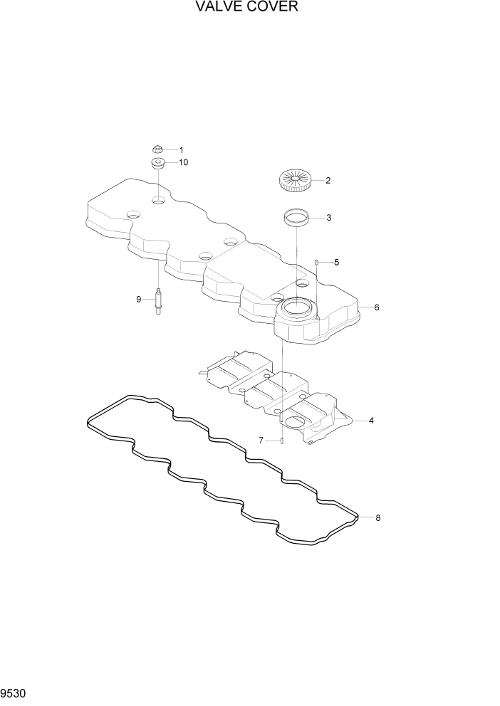 Схема запчастей Hyundai HL740TM-7A - PAGE 9530 VALVE COVER ДВИГАТЕЛЬ БАЗА