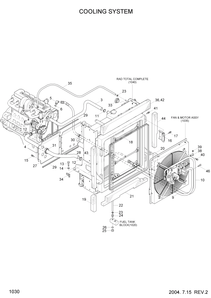 Схема запчастей Hyundai HL757-7 - PAGE 1030 COOLING SYSTEM СИСТЕМА ДВИГАТЕЛЯ