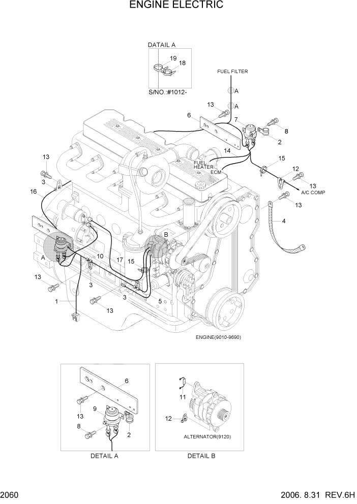 Схема запчастей Hyundai HL757-7 - PAGE 2060 ENGINE ELECTRIC ЭЛЕКТРИЧЕСКАЯ СИСТЕМА