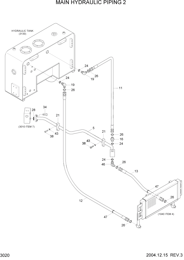 Схема запчастей Hyundai HL757-7 - PAGE 3020 MAIN HYDRAULIC PIPING 2 ГИДРАВЛИЧЕСКАЯ СИСТЕМА