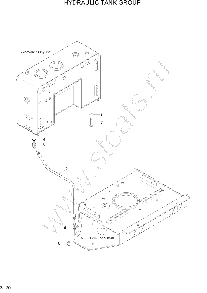 Схема запчастей Hyundai HL757-7 - PAGE 3120 HYDRAULIC TANK GROUP ГИДРАВЛИЧЕСКАЯ СИСТЕМА