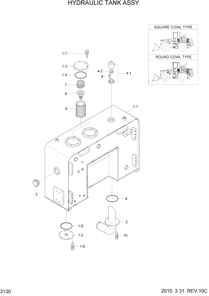 Схема запчастей Hyundai HL757-7 - PAGE 3130 HYDRAULIC TANK ASSY ГИДРАВЛИЧЕСКАЯ СИСТЕМА