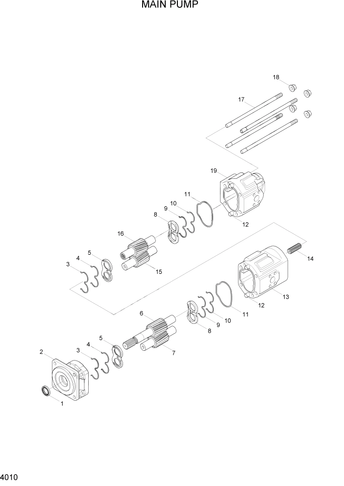 Схема запчастей Hyundai HL757-7 - PAGE 4010 MAIN PUMP ГИДРАВЛИЧЕСКИЕ КОМПОНЕНТЫ