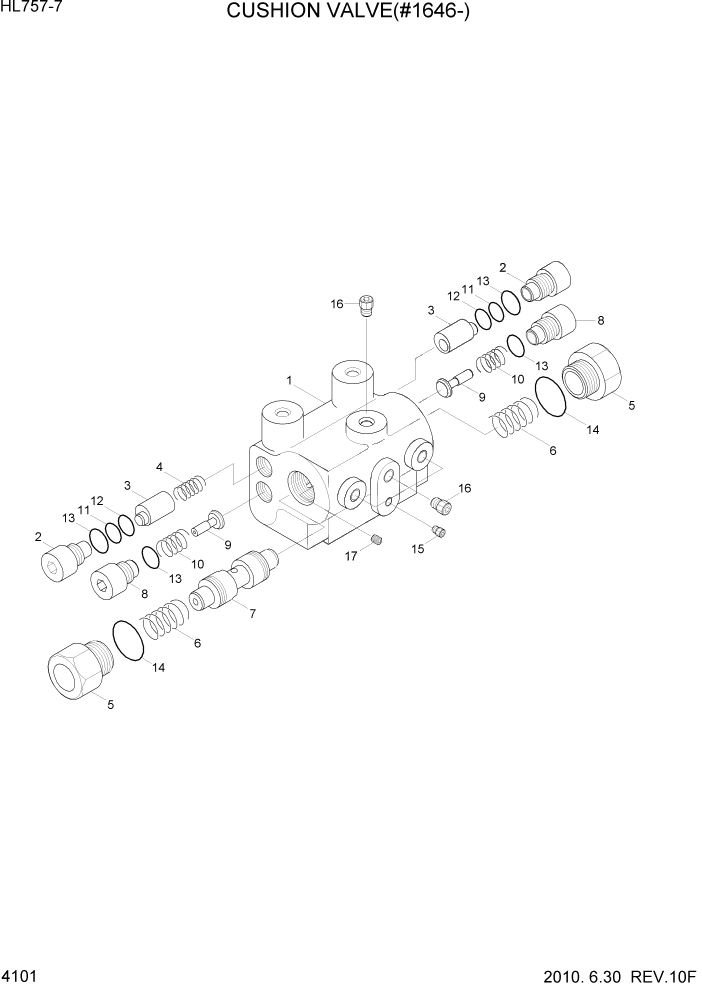 Схема запчастей Hyundai HL757-7 - PAGE 4101 CUSHION VALVE(#1646-) ГИДРАВЛИЧЕСКИЕ КОМПОНЕНТЫ