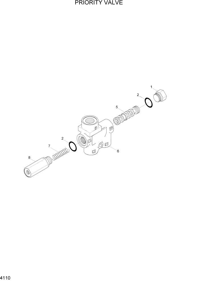 Схема запчастей Hyundai HL757-7 - PAGE 4110 PRIORITY VALVE ГИДРАВЛИЧЕСКИЕ КОМПОНЕНТЫ