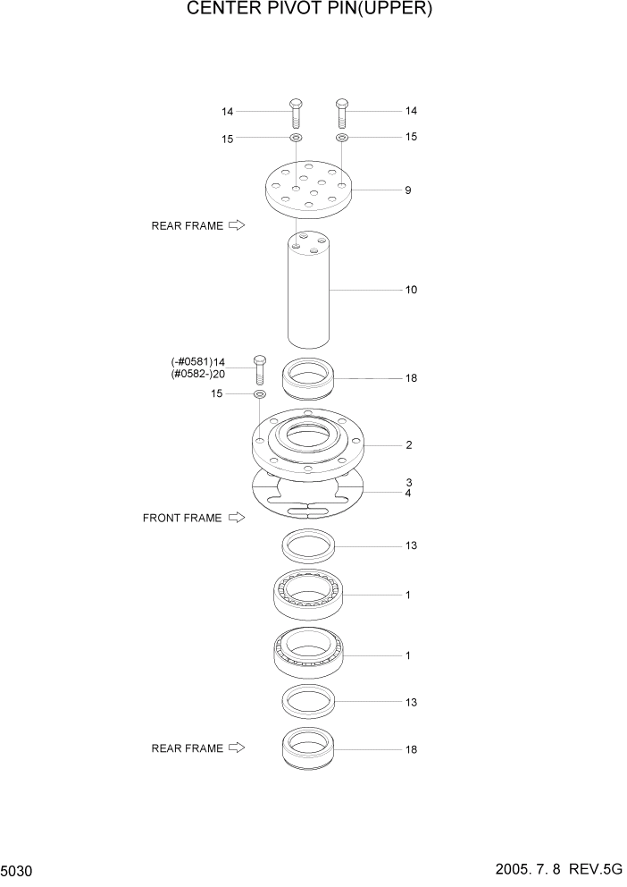 Схема запчастей Hyundai HL757-7 - PAGE 5030 CENTER PIVOT PIN(UPPER) СТРУКТУРА