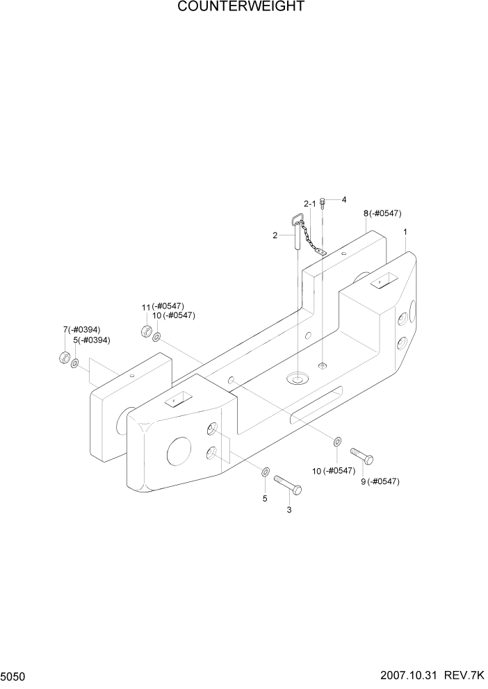 Схема запчастей Hyundai HL757-7 - PAGE 5050 COUNTERWEIGHT СТРУКТУРА