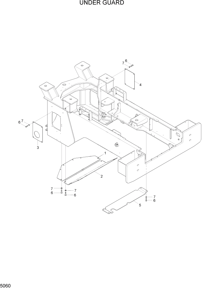 Схема запчастей Hyundai HL757-7 - PAGE 5060 UNDER GUARD СТРУКТУРА