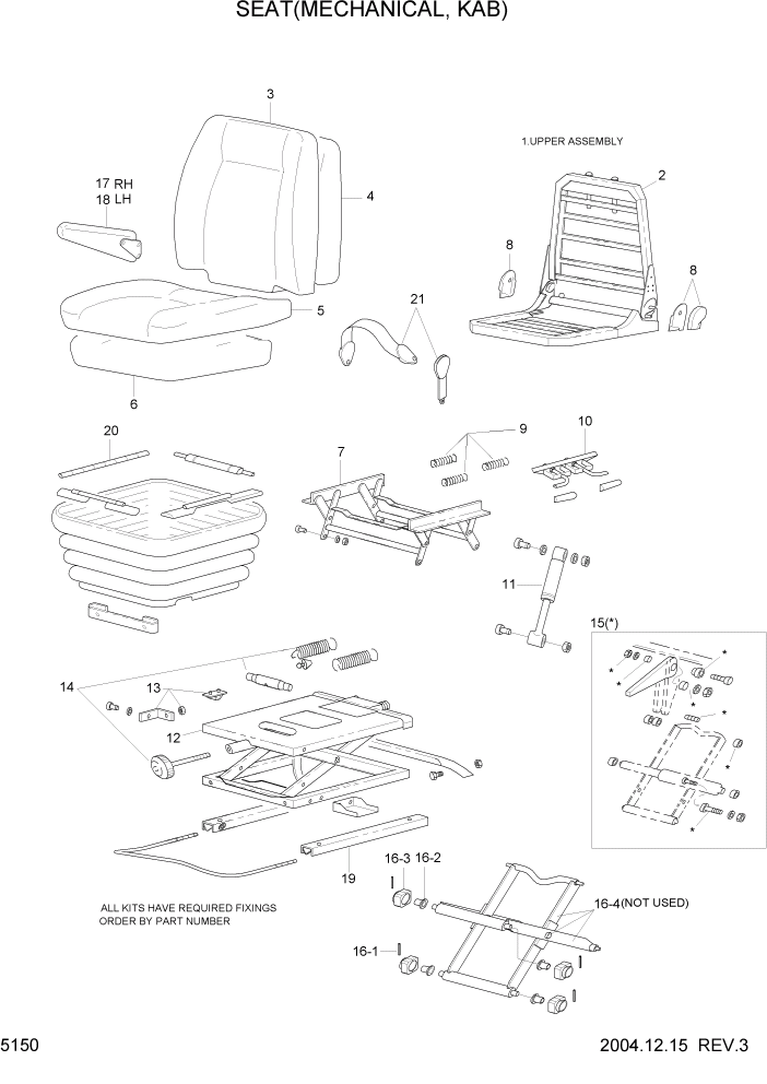 Схема запчастей Hyundai HL757-7 - PAGE 5150 SEAT(MECHANICAL, KAB) СТРУКТУРА