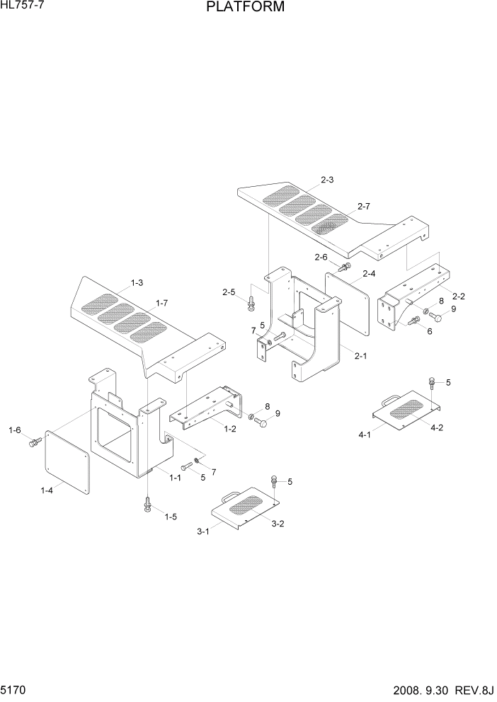 Схема запчастей Hyundai HL757-7 - PAGE 5170 PLATFORM СТРУКТУРА