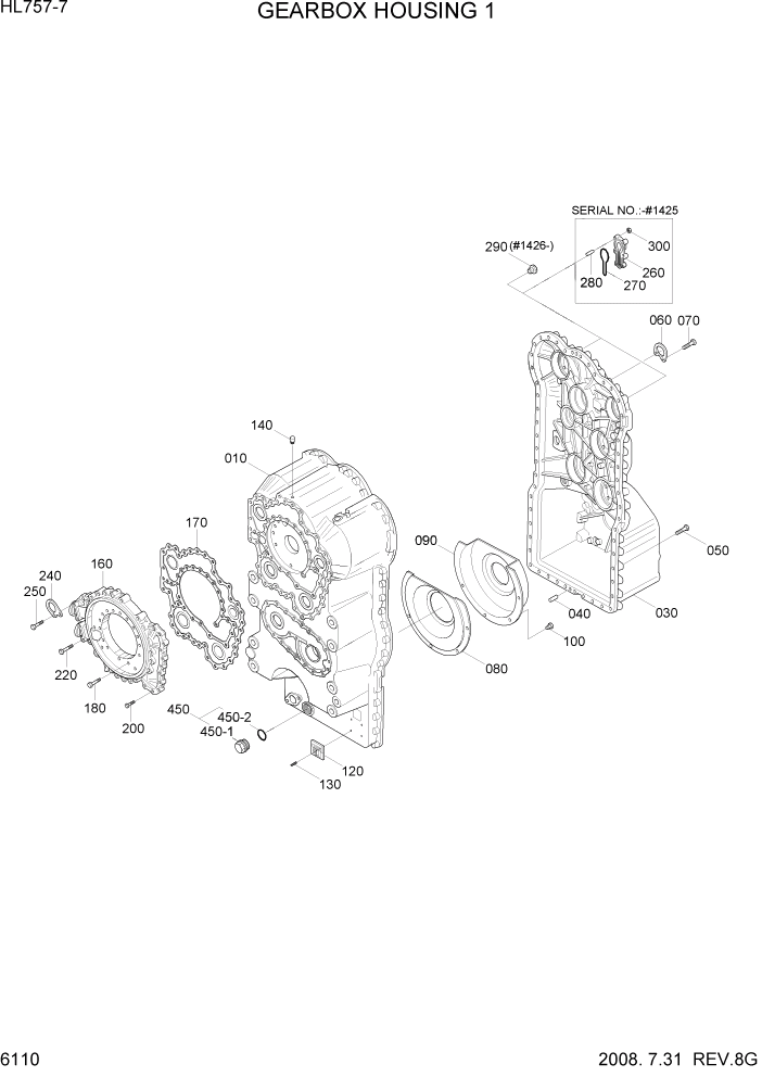 Схема запчастей Hyundai HL757-7 - PAGE 6110 GEARBOX HOUSING 1 СИЛОВАЯ СИСТЕМА