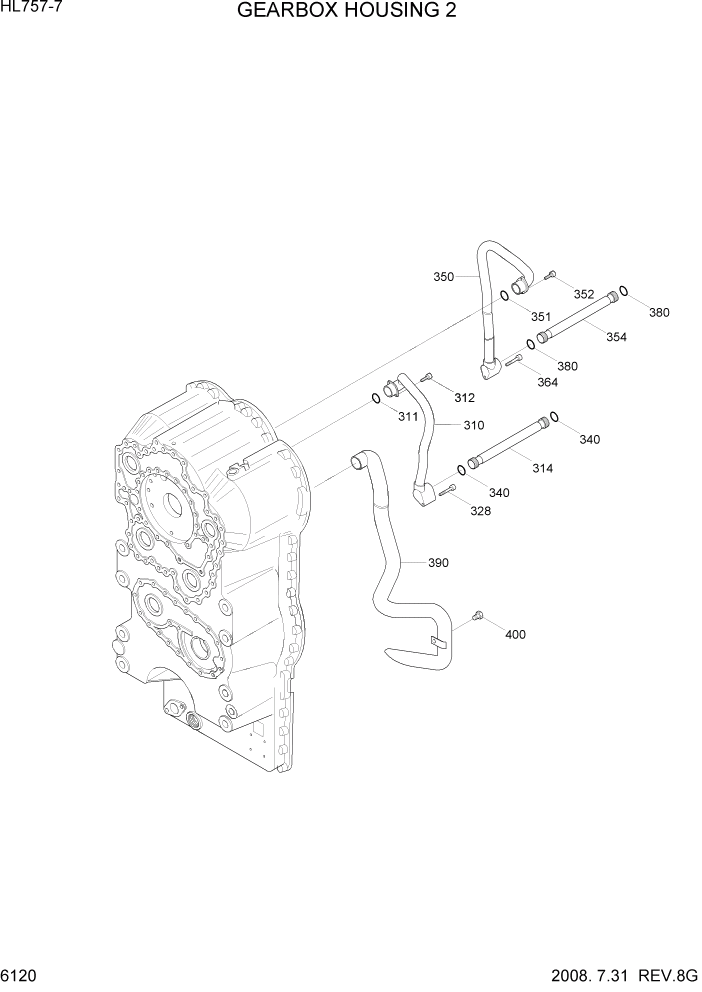 Схема запчастей Hyundai HL757-7 - PAGE 6120 GEARBOX HOUSING 2 СИЛОВАЯ СИСТЕМА