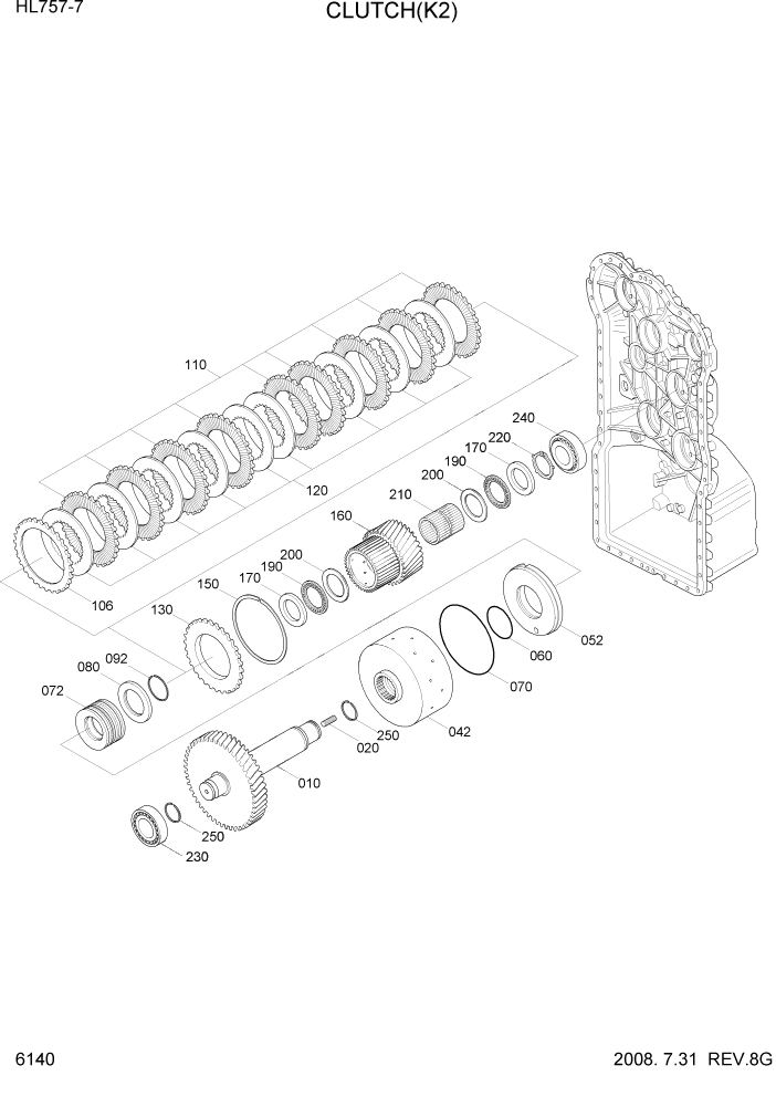 Схема запчастей Hyundai HL757-7 - PAGE 6140 CLUTCH(K2) СИЛОВАЯ СИСТЕМА