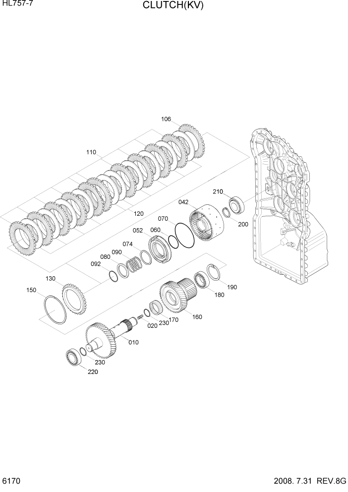 Схема запчастей Hyundai HL757-7 - PAGE 6170 CLUTCH(KV) СИЛОВАЯ СИСТЕМА