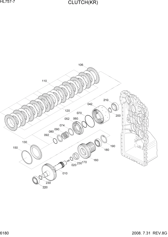 Схема запчастей Hyundai HL757-7 - PAGE 6180 CLUTCH(KR) СИЛОВАЯ СИСТЕМА