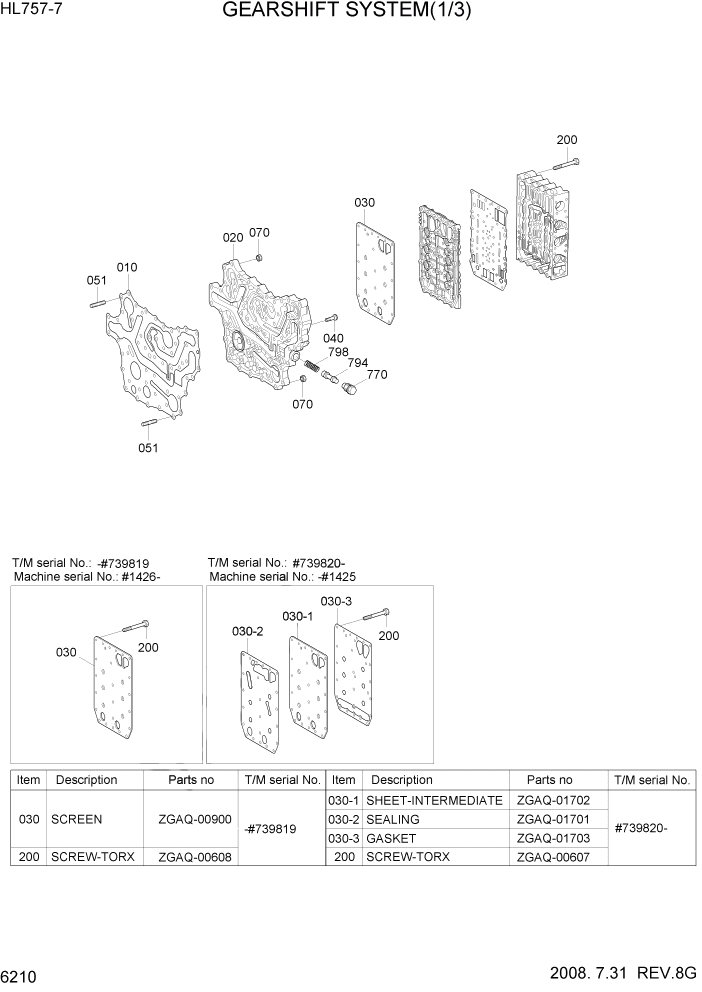 Схема запчастей Hyundai HL757-7 - PAGE 6210 GEARSHIFT SYSTEM(1/3) СИЛОВАЯ СИСТЕМА