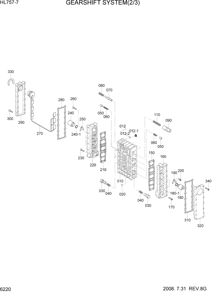 Схема запчастей Hyundai HL757-7 - PAGE 6220 GEARSHIFT SYSTEM(2/3) СИЛОВАЯ СИСТЕМА